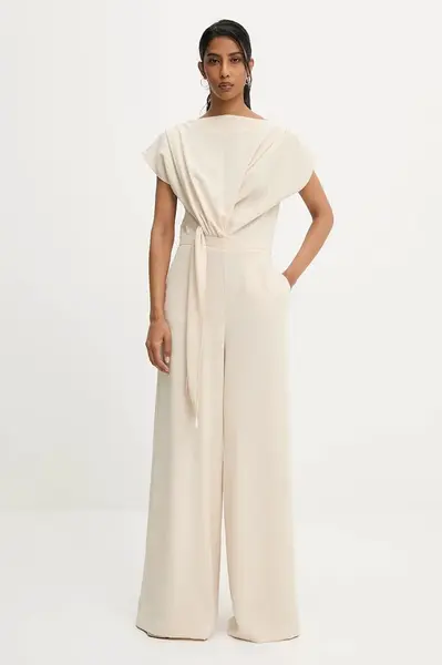 Overal Answear.LAB béžová barva, s kulatým výstřihem