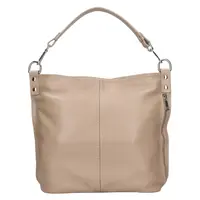 Dámska kožená kabelka cez rameno Italia Kaly - tmavo béžová