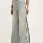 Džíny adidas Originals DENIM ZIP PANT dámské, modrá barva, JX9210