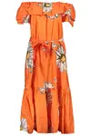 Oranžové dámské květované midišaty Desigual Georgeo