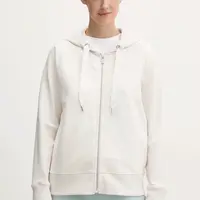 Mikina Dkny dámská, béžová barva, s kapucí, hladká, DP5J9510