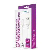 SETTY microUSB kábel 3m 2A (GSM113065) biela