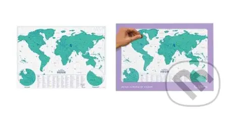 Stírací mapa světa Neon Green