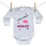 Boodyy Body s dlhým rukávom Nečem pusinku, chcem jesť 98 (2-3 roky)