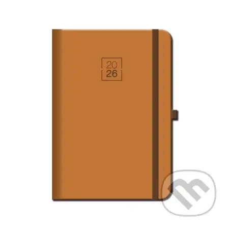 Týždenný diár s gumkou FLORENCIA 2026 (hnedý) (12-mesačný, týždenný, A5, elastické zatváranie, pútko na pero)