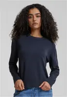 Women's knitted sweater with round neckline navy