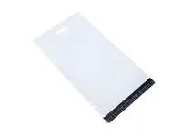 100 ks - Obálka plastová samolepicí bílo-černá 280x370+80 tl. 0,06 s uchem (80% podíl recyklátu)