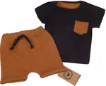 2-dielna sada tričko kr. rukáv, kraťasky s povrázkom - hnedá, čierna, veľ. 68