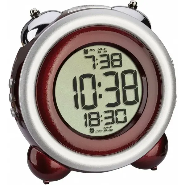 60.2016.05 TFA Digitálny zvončekový budík s dvoma časmi budenia, kov, červeno-strieborný
