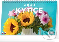 NOTIQUE Stolový kalendár Kytice 2026 (riadkový, slovenské a české menné kalendárium)