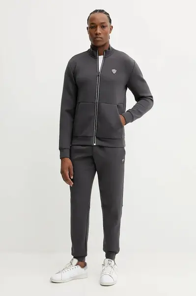 Tepláková souprava EA7 Emporio Armani pánská, šedá barva, PJ4EZ.8NPV56