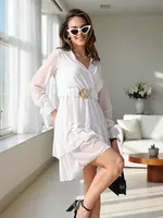 Resti Women's mini dress with ruffles and a wrap neckline