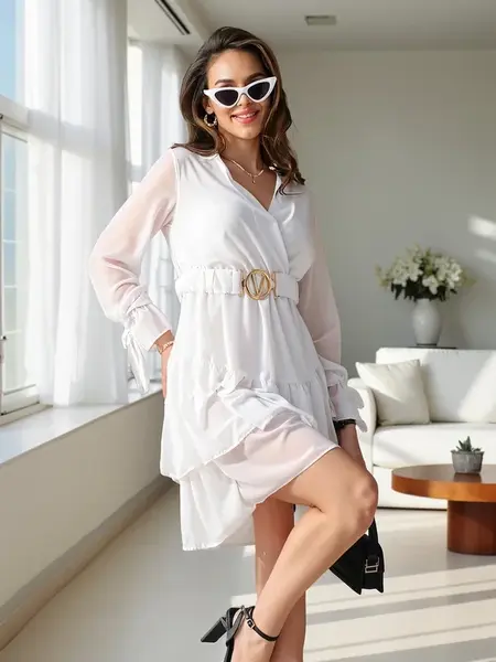 Resti Women's mini dress with ruffles and a wrap neckline