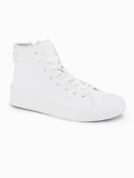 Ombre Men's high-top sneakers with zipper for easy on - white