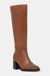 Tommy Hilfiger  Kožené kozačky  STACKED HEEL LEATHER LONG BOOT