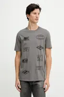 Bavlněné tričko Armani Exchange pánské, šedá barva, s aplikací, XM001899 AF16283