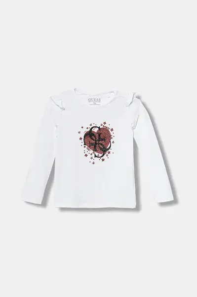 Kojenecké tričko s dlouhým rukávem Guess bílá barva, A5BI01 J1314