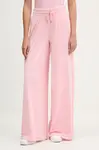 Velurové teplákové kalhoty Juicy Couture dámské, růžová barva, s aplikací, JCWBJ225309