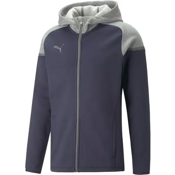 Puma TEAMCUP CASUALS HOODED Pánská tréninková mikina, tmavě modrá, velikost