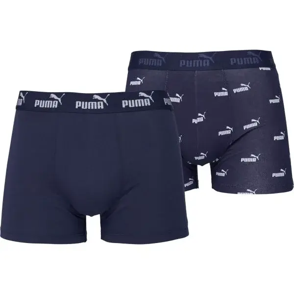 Puma ELEMENTS MEN LOGO PRINT BOXERS 2P Pánské boxerky, tmavě modrá, velikost