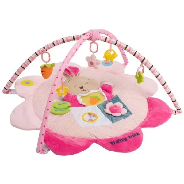 BABY MIX KRÁLÍČEK Hrací deka s hrazdou, růžová, velikost