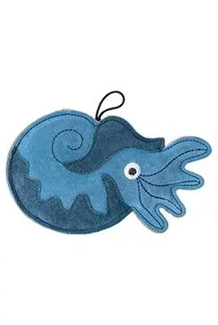 Hračka pes Leather Nautilus kůže modrá 21cm Kiwi