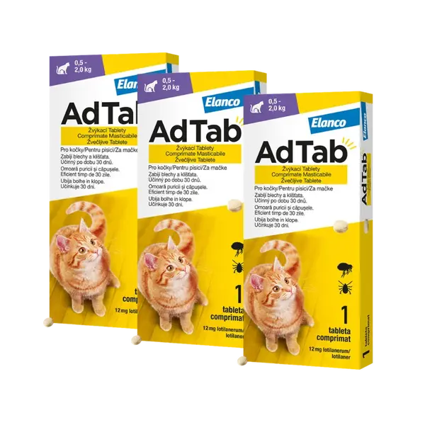Adtab pro kočky (0.5-2kg) 12mg 3 žvýkací tablety
