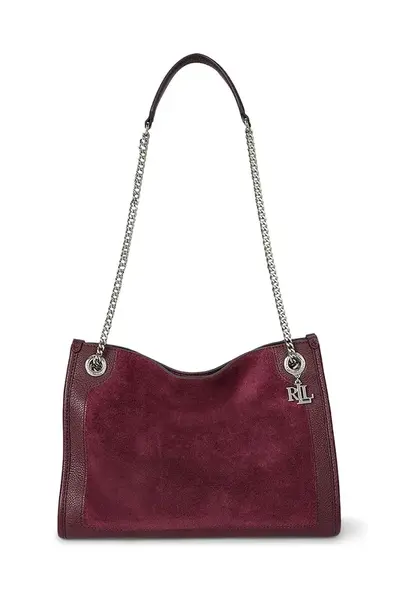 Semišová kabelka Lauren Ralph Lauren vínová barva, 431980175