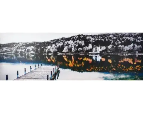 Obraz na plátne Krajina 150x50 cm, čiernobiela/farebná%