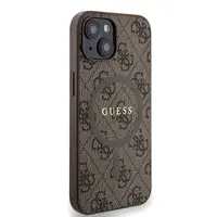 Zadní kryt Guess PU Leather 4G Colored Ring MagSafe pro Apple iPhone 14, hnědá