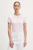 Bavlněné tričko Tommy Jeans dámské, růžová barva, DW0DW21841