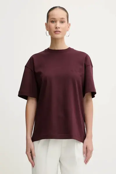 Bavlněné tričko La Mania BABES dámské, vínová barva, BABES