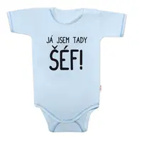 Baby Nellys Body kr. rukáv s vtipným textem, Já jsem tady ŠÉF! vel. 74
