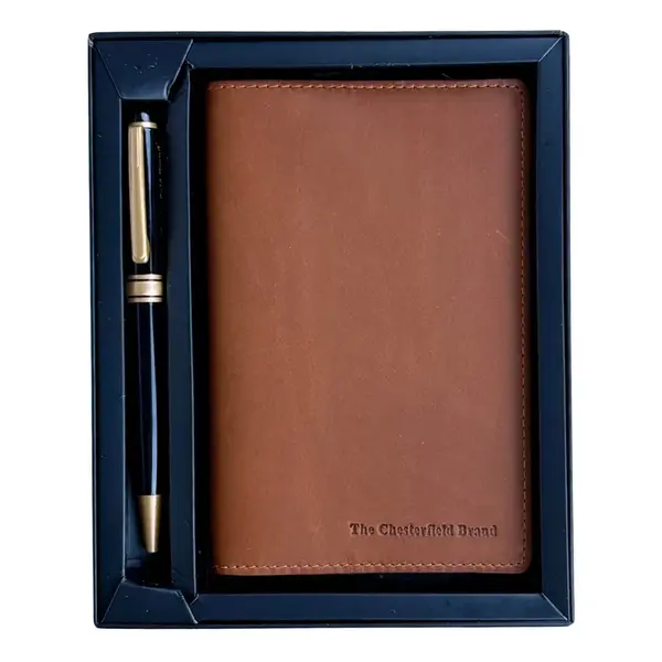 Dárkový set diář a propiska The Chesterfield Brand – koňak