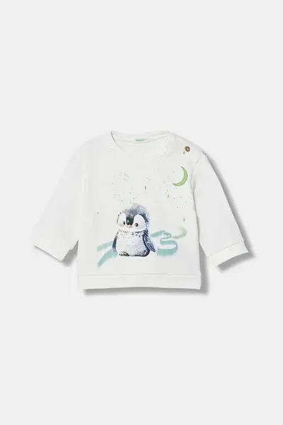 Kojenecká mikina United Colors of Benetton bílá barva, vzorovaná, 39M2A106Q