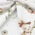 Prestieradlo do postieľky 120x60cm, bavlna, Kocúrik a púpava - biela