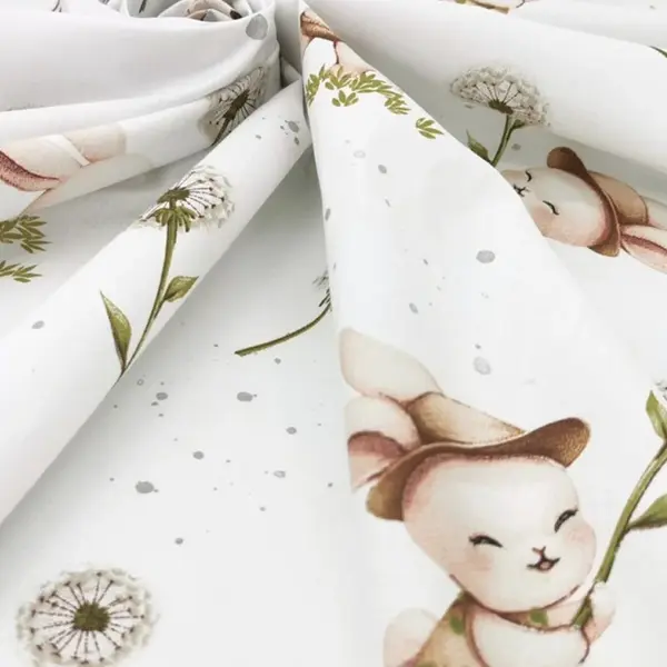 Prestieradlo do postieľky 120x60cm, bavlna, Kocúrik a púpava - biela