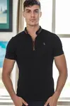 T9571 DEWBERRY MEN'S ZIPPERED T-SHIRT-BLACK