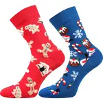 Lonka VIANOČNÝ SNEHULIAK 2P Ponožky, modrá, veľkosť