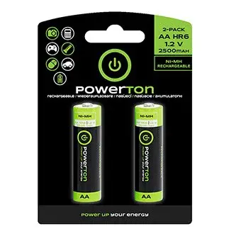 Powerton Nabíjecí Ni-MH baterie AA, 2-pack