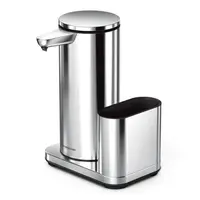 Simplehuman bezdotykový dávkovač mydla – 414 ml + držiak hubky lesklá nerez dobíjací ST1091
