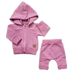 Kazum 2-dílná bavlněná tepláková souprava s odepínací kapucí - růžová