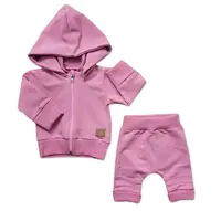 Kazum 2-dílná bavlněná tepláková souprava s odepínací kapucí - růžová