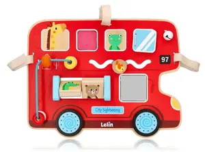 Lelin Edukační motorická dřevěná tabule - autobus