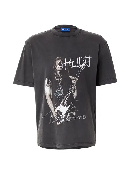 HUGO Tričko 'Noctornix'  sivobéžová / čierna / biela