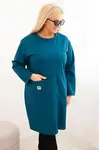 Kesi Włoski Dámska sukňa Plus Size s vreckom a 3/4 rukávom maslová morská