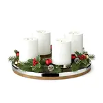 Adventní věnec Lani (Ø 34 cm), mangové dřevo s okrajem z nerezové oceli - EDZARD