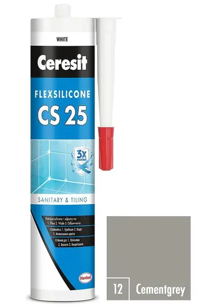 Silikon sanitární Ceresit CS25 12 cementgrey 280 ml
