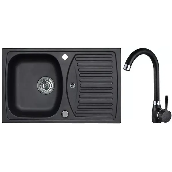 Dřez Record černý + baterie