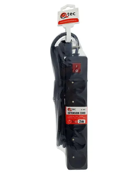 Predlžovací kábel s vypínačom Q-354f 5x z/u 2m čierny